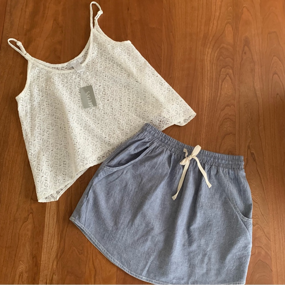 dELiA*s White Lace Camisole & Skirt Juniors Small